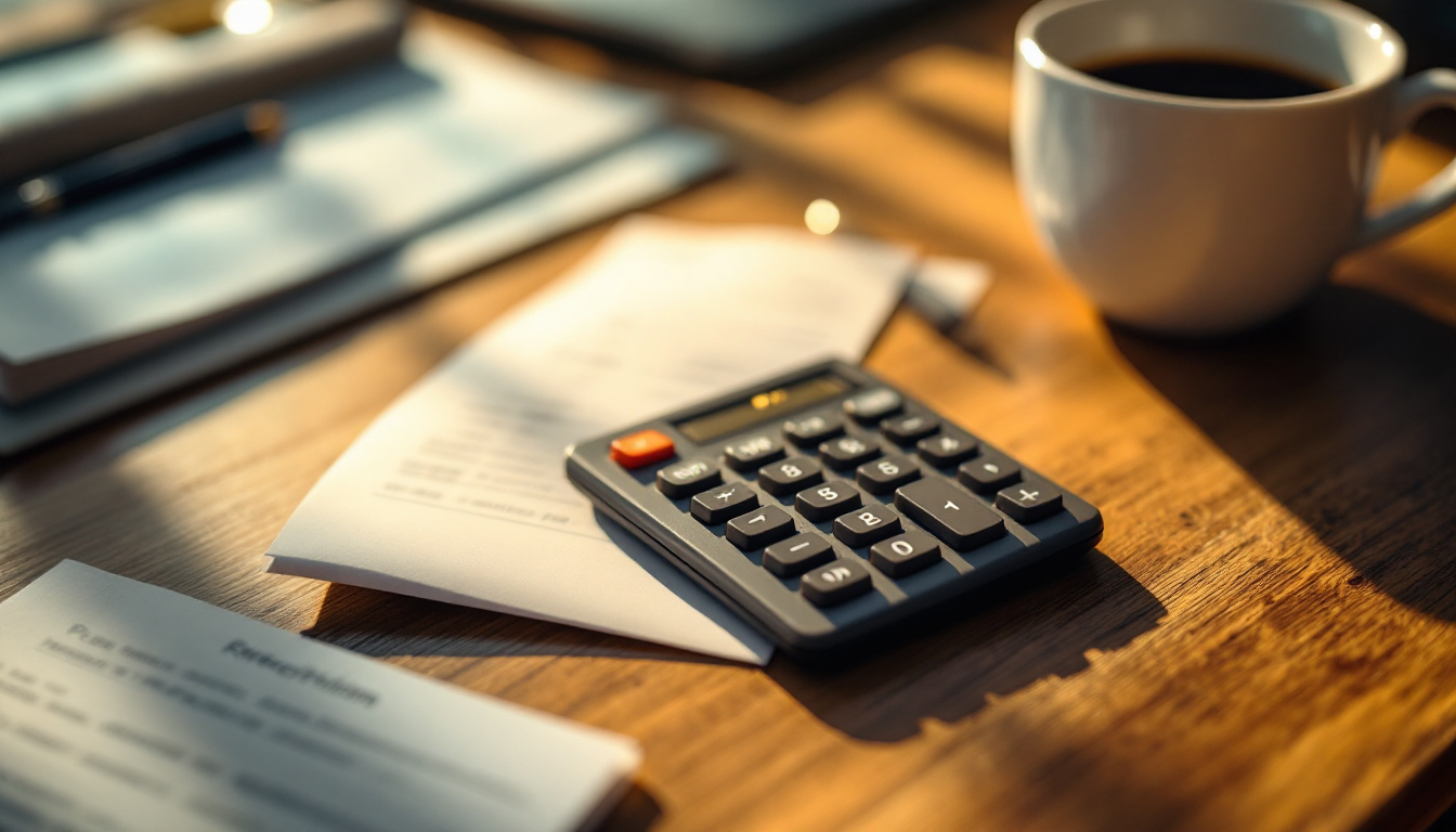 Calculator and prescription papers on a wooden desk
